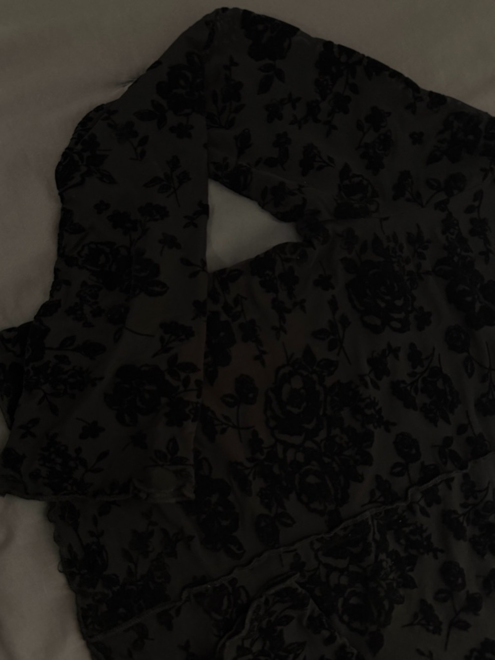 Ardene Black Floral Burnout Ruffle Blouse